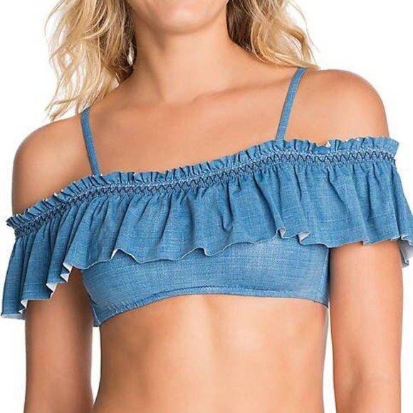 Vera Bradley Other - NWT Vera Bradley Chambray Ruffle Swim Top M 8 10